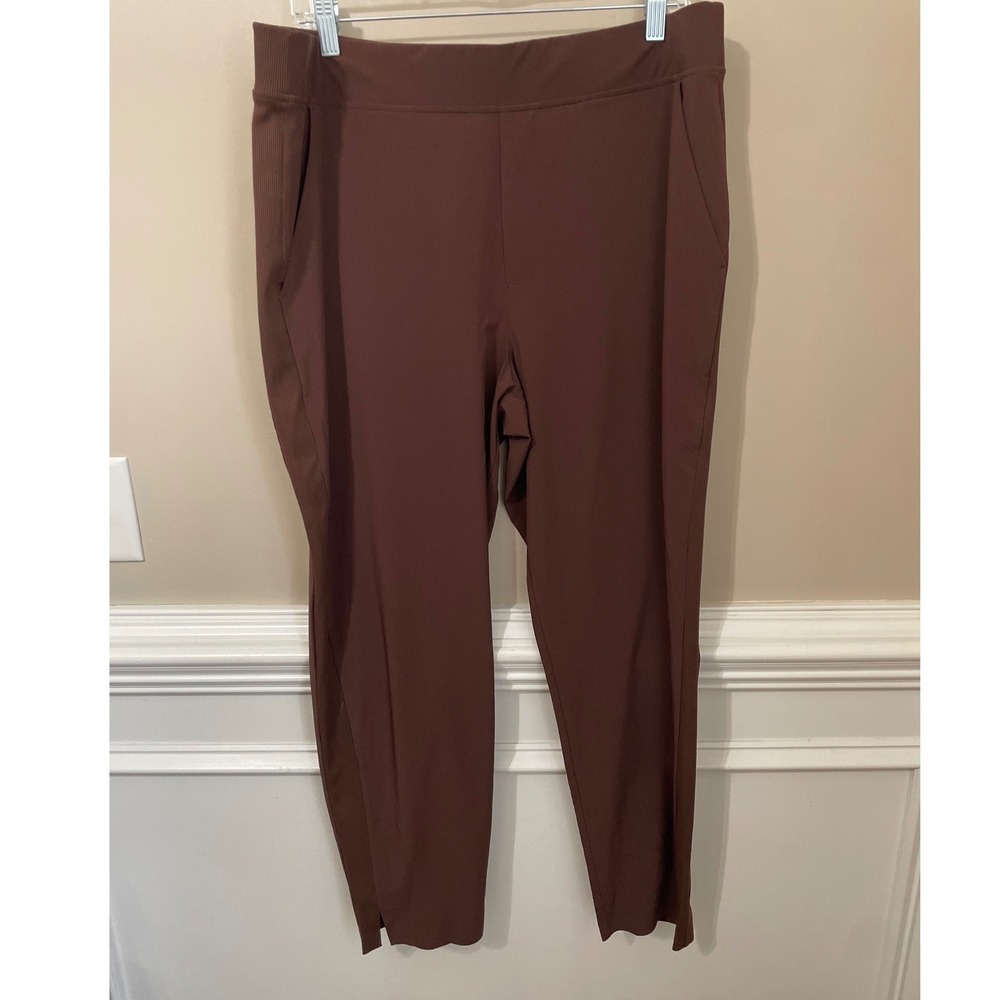 Athleta Brooklyn Ankle Pant Brown Tapered Travel Trousers Size 16